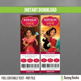 Elena of Avalor Birthday Ticket Invitations